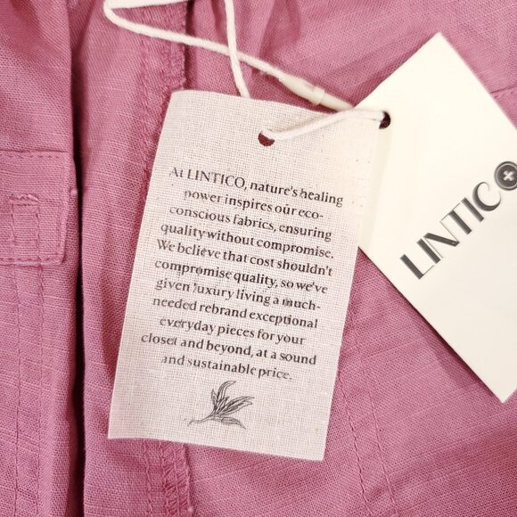 NWT Lintico Womens Large Linen Simple Button Fly Trousers HEIDI Raspberry Pink - Picture 10 of 16